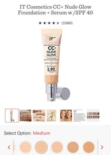 IT COSMETICS CC+ NUDE GLOW SKIN TINT SPF 40 - MEDIUM NWB $17