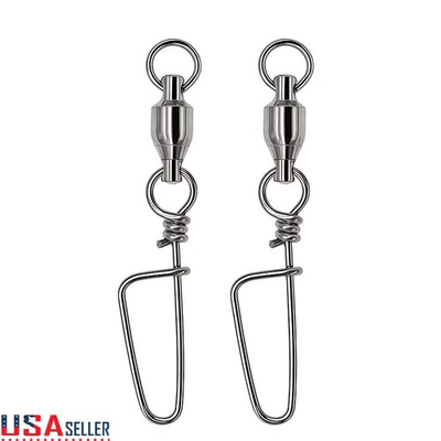 #ad 50PCS Ball Bearing Swivel with Coast Lock Swivel Snap Fishing Tackle Connectors $36.80