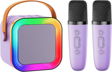 Portable Bluetooth Karaoke Machine with 2 Wireless Microphones for Kids  Adults