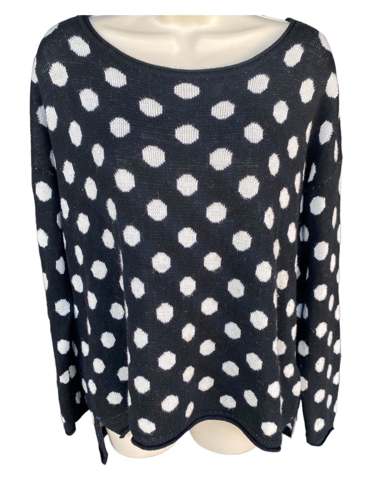 H&M Women's Long/ Short Polka Dot Pattern Long Sleeve Knit Sweater Size
