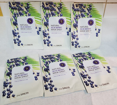 Lot of 6 Natural Acai Berry Anti-aging Facial Mask Sheet Korean Beauty