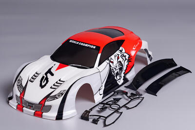 RC CAR KAROSSERIE 1:10 ''TIGER'' HONDA GT WEISS ORANGE F. TAMIYA TT01 TT02 #JLR108