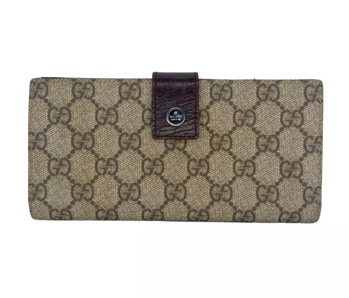GUCCI GG 19 x 9.5 cm Monogram Continental Supreme Bi Fold Wallet Beige Brown