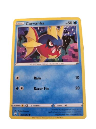 Carvanha 035/203 - Evolving Skies - Common - Pokemon Card TCG - LP - Picture 1 of 2