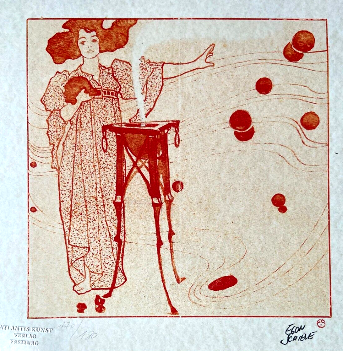 アート・デザイン・音楽 Egon Schiele Egon Schiele Lithograph COA Original Signed Numbered By Hand