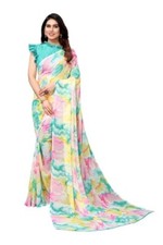 New Indian Georgette Saree With Unstitched Blouse Party Wedding Wear For women
