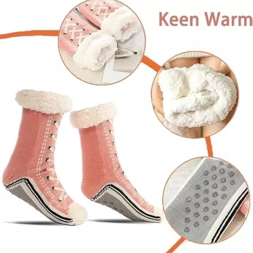 Ultradicke Kaschmir Hüttenschuhe Heimsocken, Hausschuhe Socken mit rutschfester Slipper - Bild 4 von 23