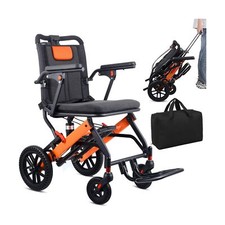 Upgraded Transport Wheelchair, Come with Telescopic Handle and Two Bags, Whee...