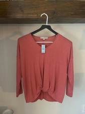 NWT Loft Sweater Women's Twist Front Pullover Salmon Knit Activewear