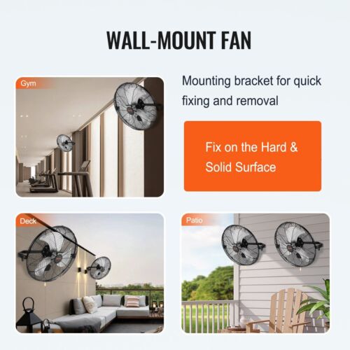 18in Wall Mount Fan 2-Pack 4000 CFM 3-Speed Waterproof for Indoor/Outdoor Black - Picture 6 of 7
