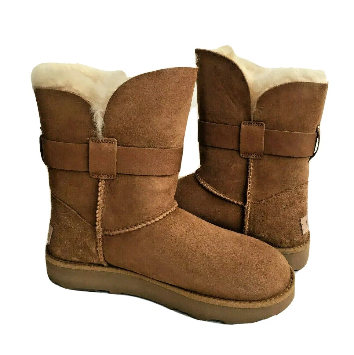 UGG CLASSIC SHORT JAYLYN CHESTNUT BUCKLE BOOTS USA 10 EU 41 UK 8.5