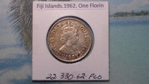 FIJI ISLANDS - 1962 FLORIN - COLONIAL ERA - PREDECIM L COIN. Copper/Nickel.