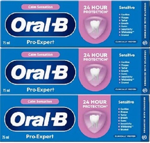 3 x Oral-B Pro Expert Sensitive & Gentle Whitening Toothpaste Calm Sensation