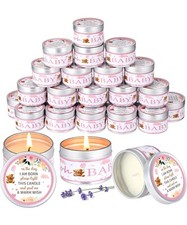 24 Pcs Pink Bear Baby Shower Party Favors Candles Lavender Scented