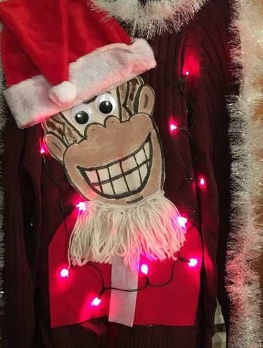 Ugly Christmas Sweater Tacky Gorilla Ape Monkey Santa Lights Herren Gr. L - Bild 2 von 4