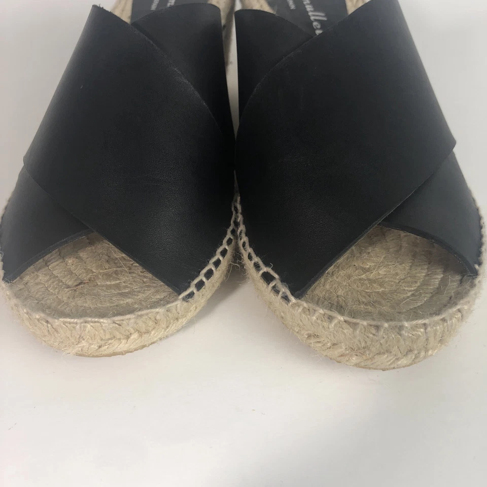 Sandálias Bettye Muller 9 41 Lana couro preto alça cruzada cunha espadrille - Imagem 3 de 4