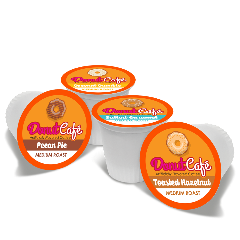 DONUT CAFE SINGLE SERVE COFFEE K CUP PODS, FLAVORED VARIETY PACK, 80 CT
