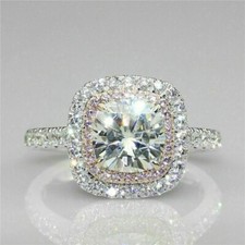 3Ct Round Cut Lab Created Diamond Engagement Wedding 14K White Gold Finish Ring