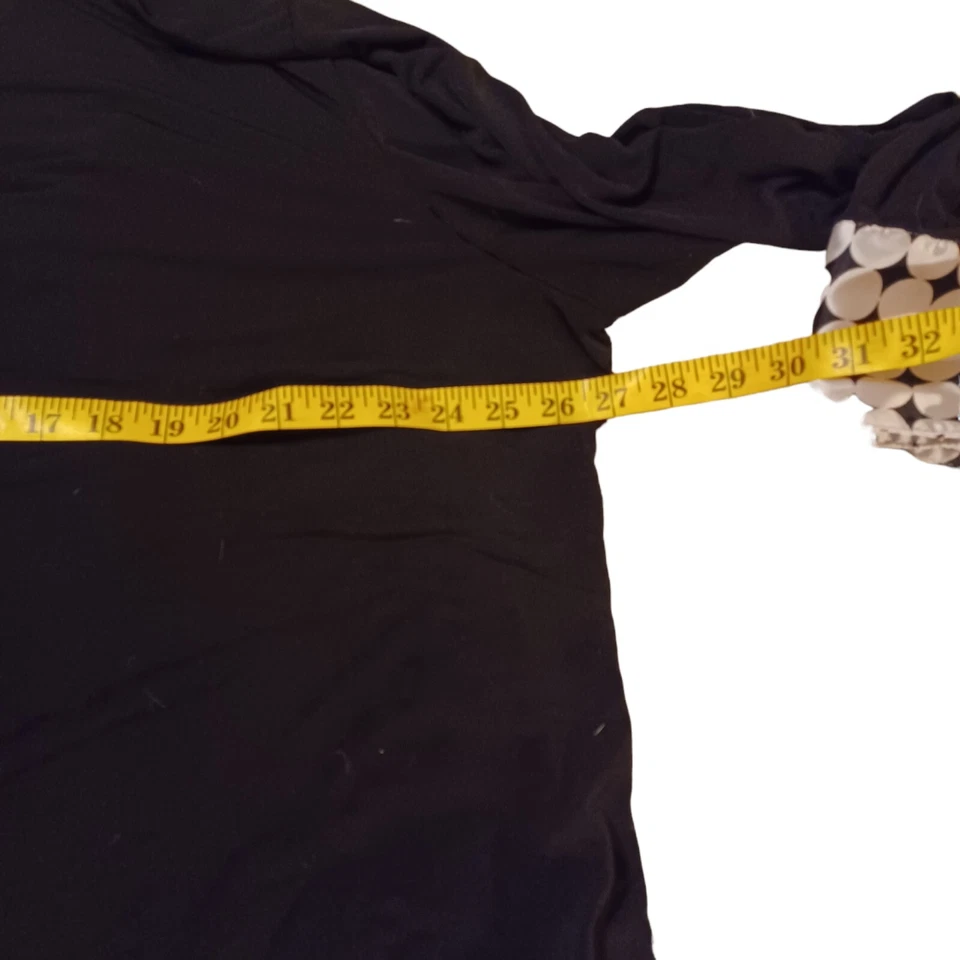 CATO Woman Black Top Plus 26/28W Layered Look Silky Black White Button Shirt  - Image 4 of 4