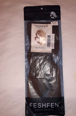 FESHFEN Halo Hair Extensions w/ Headband Ombre Black to Honey Blonde 18in. New