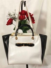 Ted Baker London "bellays" Slim Bow Large Black/white Leather Shoulder Bag $340