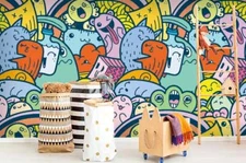 3D Monster Graffiti Wallpaper Wall Mural Removable Self-adhesive Sticker 65