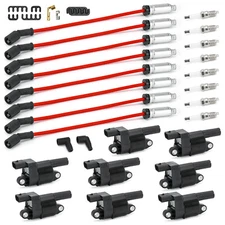8 Set Round Ignition Coil and Spark Plug &Wire For GMC Chevy Silverado 1500 5.3L