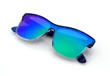 Polarized Sunglasses Deion Prime Time Blue Frame Green-Blue Mirrored Shield Lens