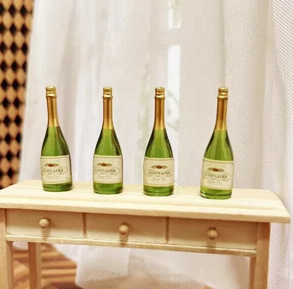 Set 6 Bottiglie In Miniatura Scala 1:12 Per Casa Delle Bambole, Vino E Liquori Per Arredamento - Foto 2