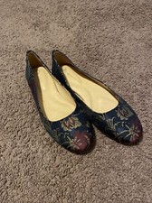 Antonio Melani Vintal Two Jacquard Flats Loafers Blue Floral Print Womens 7M