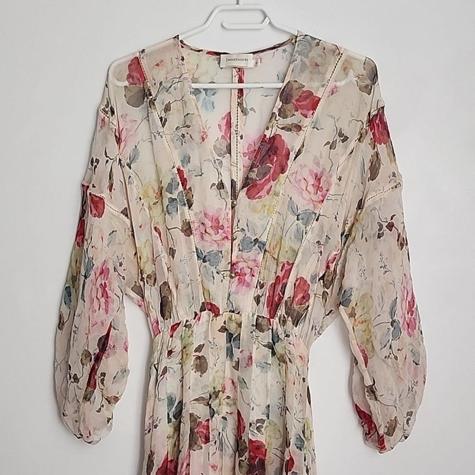 Zimmermann Mischief Ladder Floral Silk Midi Handkerchief Floral Dress AS IS b116