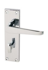 Victorian Straight Bathroom Door Handle Set PCP Finish - Latch 
