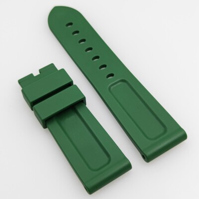 24mm 22mm Dark Green Rubber Band Strap For PANERAI