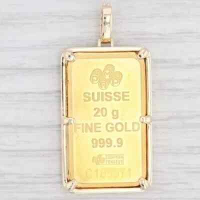 2Ctw Round Real Moissanite Fortuna Swiss Gold Bar Pendant 14k Yellow Gold Plated