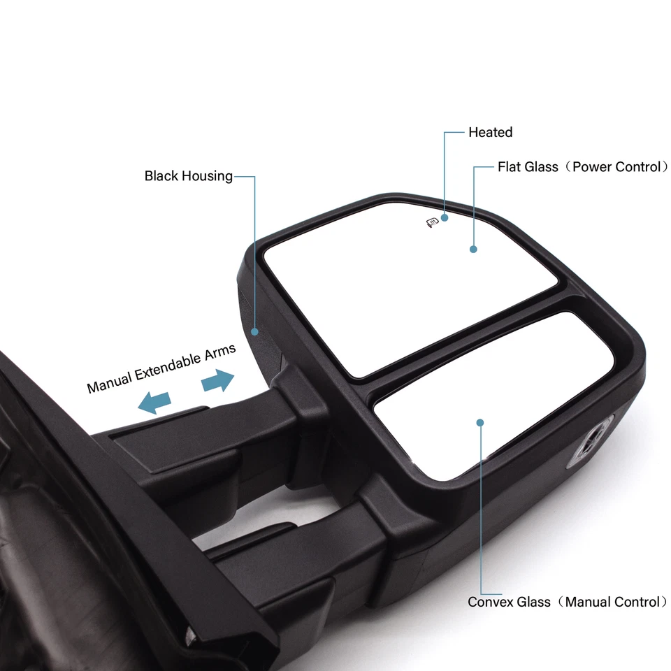 Пара буксировочных зеркал для пикапа Ford F-150 2015-2020 годов выпуска датчик сигнала с подогревом - Изображение 4 из 4