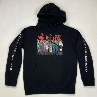 Primitive Naruto Shippuden Leaf Village Graphic Pullover Hoodie Men Small  Black