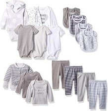 Hanes Baby Clothes 50 Piece Bundle - Warm Winter Pants Shirts Body Suits Bibs