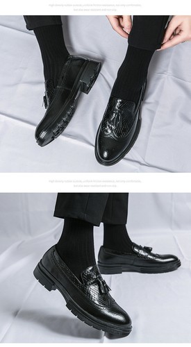 Übergröße Herren Spitz zulaufend Business Elegant Schuhe Leger Geschnitzt Quaste Oxford-Schuhe Größe - Bild 12 von 18