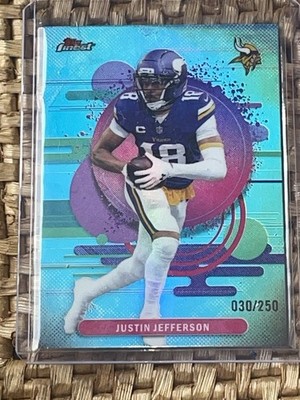JUSTIN JEFFERSON 2025 TOPPS FINEST #172 AQUA VARIATION UNCOMMON 030/250