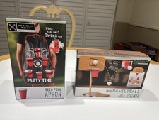 Image of 3 Drinking Games Beer Pong Apron And Basketball, shot glass tic tac toe