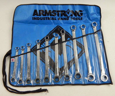 Armstrong Tools USA 10pc Ratcheting Double Box End Wrench Set Metric w Pouch NOS