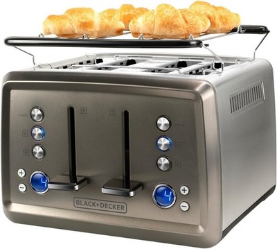 BLACK+DECKER BXTO1960E - Toaster, 1960W, digitale Rösteinstellung, 6 Stufen