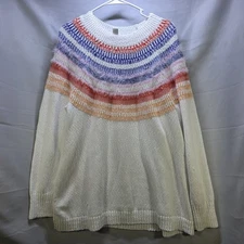 Cj Banks Womens Colorful Rainbow Sweater 1X Boho Fair Isle