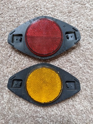 Vintage Red Amber Bicycle Wheel Reflectors, Fit Schwinn, Muscle Bike 