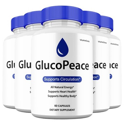 Gluco Peace Capsules, Max Strength Glyco Support, GlucoPeace Pills (5 Pack)