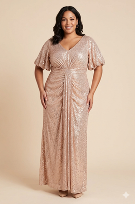 green emerald velvet dress Gold Sequins Sheath Plus Size Prom Dress PSD148 main image 1