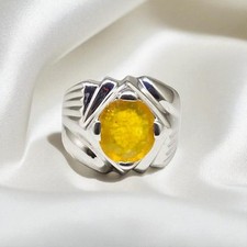 Natural Yellow Sapphire Sterling Silver 925 Handmade Ring, Real Sapphire Ring