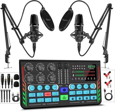 Podcast Bundle 2 Condenser Mic DJ Mixer