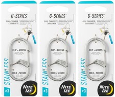 Nite Ize G-Series Dual Chamber Stainless Steel Carabiner 3 - Stainless 3-Pack 