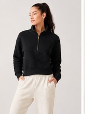 Banana Republic Black Quilted Half-Zip Pullover Sweatshirt NWOT